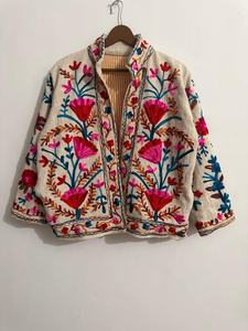 High Quality JacketVelvet Suzani Embroidered Quilted Knitted Breathable Eco-Friendly Bomber Regular Coat Bohemian Winter Jacket - Product Image 3