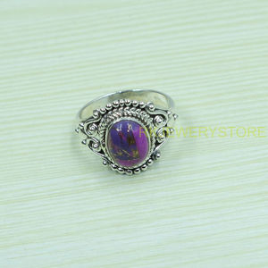 Top Quality Purple Copper Turquoise <b>Ring</b> 925 Sterling <b>Silver</b> <b>Statement</b> <b>Ring</b> Handmade Designer Gemstone Jewelry for Women - Product Image 2