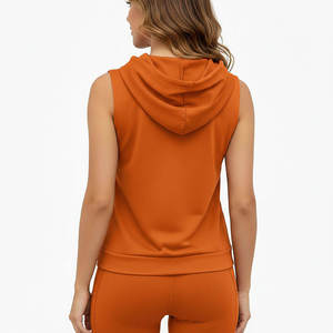 Sudadera con Capucha sin Mangas para Mujer, de Algodón, Color Sólido, Estilo Casual, Transpirable, Tejida, para Otoño - Product Image 6