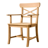 Fauteuil en teck de haute qualité au design moderne, avec dossier en X et accoudoirs, idéal pour les repas en extérieur