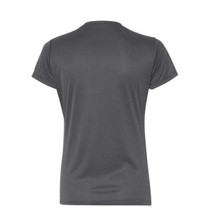 T-shirt à col rond à manches courtes pour femme, 100% polyester, séchage rapide, couleur unie, coupe décontractée, longueur normale, toutes saisons, tissu tricoté - Product Image 3