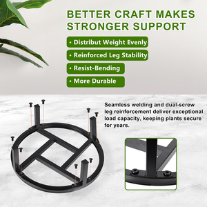 Support de plantes en métal noir pour intérieur et extérieur, support de pot de fleurs surélevé, support de présentation décoratif pour jardin - Product Image 3