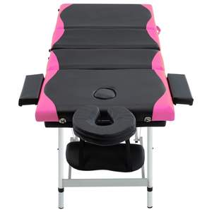 Table de massage pliable en aluminium à 4 zones, couleur noir et rose - Product Image 2