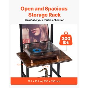 Supporto per Giradischi a 5 Ripiani con Stazione di Ricarica e Porta CD, Espositore per Dischi in Vinile - Product Image 4