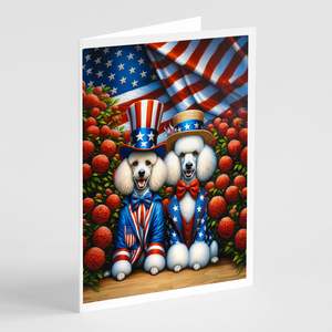 All American Poodle Whimsical A7 Tarjetas de felicitación Paquete de 8 tarjetas de notas en blanco con sobres Tamaño 5x7 - Product Image 1