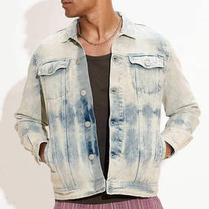 Chaqueta de Mezclilla con Efecto Degradado para Hombre, Estilo Casual con Botones al Frente, Cuello Camisero, Manga Regular, Estilo Primavera, Tejido Degradado - Product Image 1