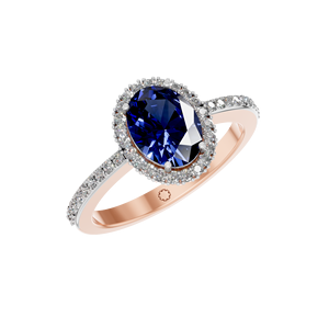 Elegante anillo de Halo de diamante de zafiro natural 14K/18K oro sólido clásico Premium joyería de mujer para bodas celebraciones IGI - Product Image 1