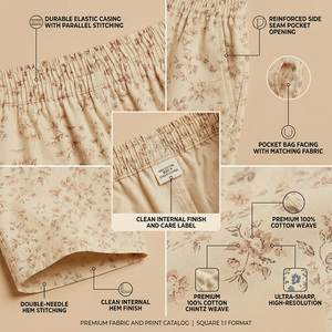Shorts en coton à taille haute à imprimé floral pour femmes, coupe ample, décontractés, respirants, avec taille élastique, jupes courtes pour l'été - Product Image 5