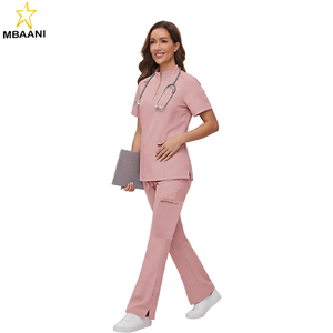<b>Scrubs</b> for Women - Zip Front Top & Flare Pant Stretch Nursing Women’s <b>Scrubs</b> <b>Set</b> Medical Uniform - Product Image 3