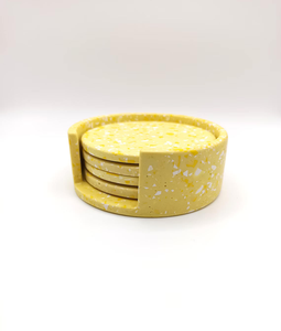 Ensemble de sous-verres en résine de qualité supérieure, sous-verres en pierre naturelle terrazzo, sous-verres en résine avec incrustation de pierre, ensemble de 4 pièces - Product Image 4