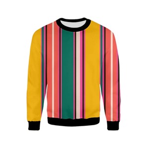 Sweat-shirt à col rond pour homme, bleu clair rayé, coupe classique, tricoté, 100% polyester, impression par sublimation, décontracté pour l'automne - Product Image 5