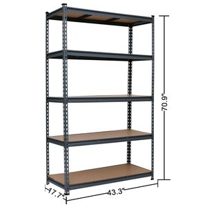 Scaffalatura a 5 Ripiani per Garage 110x45x180cm in Acciaio Verniciato a Polvere Grigio - Product Image 5