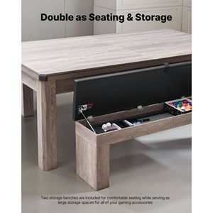 7 piedi 3-in-1 Multi-gioco tavolo da biliardo Combo Set biliardo tavolo da pranzo Ping Pong 2 panche accessori di stoccaggio spazzola di gesso per la famiglia - Product Image 4