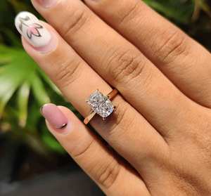 Anillo de Compromiso con Diamante Cultivado en Laboratorio, Corte Cojín, 1 Quilate, Oro Sólido 10K/14K/18K, Sin Níquel, Sin Plomo, Anillo de Boda - Product Image 1