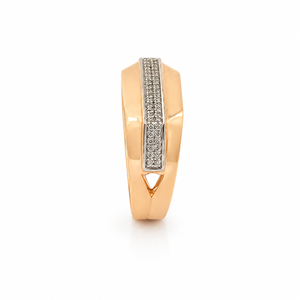 Bague pour homme en or rose 18 carats avec micro-pavé de zircon cubique, bicolore, polie, pour mariage, fête, usage quotidien, cadeau, bijoux - Product Image 3