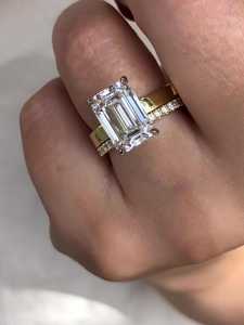 แหวนหมั้นทองคำแท้ 10K 14K 18K ทรงเหลี่ยมมรกต ประดับด้วยพลอย VS ที่เพาะเลี้ยงในห้องปฏิบัติการ แหวนแต่งงาน เครื่องประดับสั่งทำพิเศษ ผู้จำหน่ายเครื่องประดับคุณภาพสูงจำนวนมาก - Product Image 6