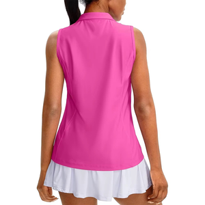 Camiseta de Golf sin Mangas para Mujer, Transpirable, Lisa, Casual, Cuello en V, Elástica en 4 Direcciones, Protección Solar, Color Rosa - Product Image 3