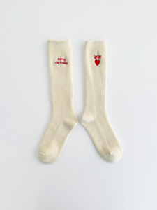Chaussettes hautes pour femmes, en coton côtelé, avec logo brodé, pour Noël, usage quotidien en hiver - Product Image 5