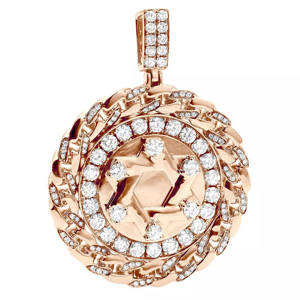 Rose Gold Diamond Star Of David Pendant Necklace With Round Brilliant Cut Diamonds Claw Set Religious Jewish Jewelry Unisex - Product Image 1