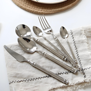 Ensemble de couverts en acier inoxydable avec finition polie miroir, couteau, fourchette, cuillère, couverts classiques pour mariage et repas - Product Image 4