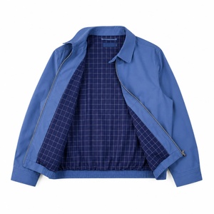 Chaqueta Varsity Azul para Hombre, Color Sólido, Cierre de Cremallera, Casual, Resistente al Viento, Cuello Camisero, Material de Poliéster, Relleno Frontal de Algodón - Product Image 5