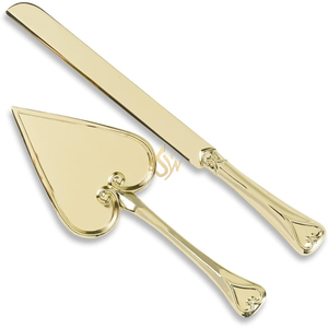 Ensemble de service pour gâteau de mariage, couteau à gâteau et spatule, pour réceptions, ensemble de découpe de gâteau, forme de cœur, plaqué or - Product Image 5