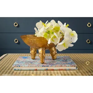 Traditional Chinese Style <b>Metal</b> Fruit <b>Bowl</b> with Brushed Bronze Finish Handmade Decorative Dish Round Shape - Product Image 3