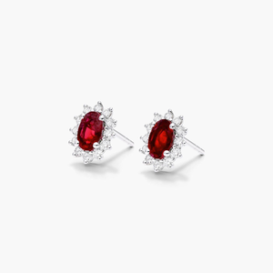 Luxury Moissanite Diamond Ruby Stud <b>Earrings</b> 925 Silver Halos <b>Red</b> Gemstone Elegant Bridal Wedding Anniversary Gifts Fine Jewelry - Product Image 1