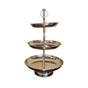 Elegante soporte de metal dorado de 2 niveles para pasteles con asa dorada, bandeja redonda decorativa para servir postres, para bodas, fiestas y decoración del hogar. - Product Image 3