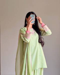 Women's <b>Light</b> Green Salwar Kameez Set With Embroidered Kurta And Dupatta Traditional Ethnic Wear For Casual Occasions - Product Image 3