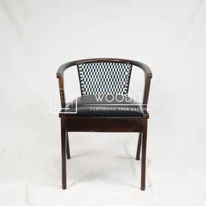 Sillas de Madera Maciza 100% con Asiento Acolchado de Cuero Genuino, Estilo Rústico Moderno para Restaurantes y Cafeterías, Venta al Por Mayor - Product Image 4