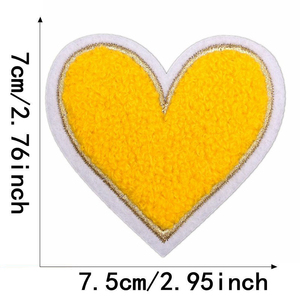 Custom Heart Shape Nonwoven Felt Embroidered Patch Iron On Sew On Glitter Applique for Clothing Hat Bag Jacket Decoration - Product Image 6