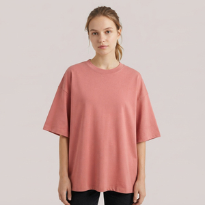 T-shirt ample et décontracté style été 100 % coton pour femme, coupe oversize, manches courtes, col rond, idéal pour le jogging - Product Image 1