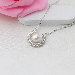Collier en argent S925 avec perle, pendentif pour clavicule, accessoires de bricolage, style européen américain, composants de bijoux coréens - Product Image 2