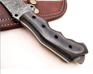 Couteau de survie et de chasse artisanal en acier Damas de qualité industrielle, lame droite, manche en bois coloré, OEM/ODM/OBM. - Product Image 3