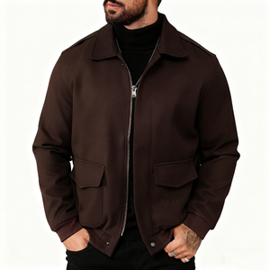 Polyester Breathable Turn-<b>down</b> Collar Zip Front Flap Pocket Men's Jacket Casual Lightweight Utility Outdoor Coat Autumn Self - Product Image 2