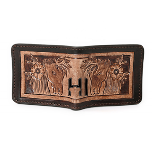 กระเป๋าสตางค์หนังวัวแท้สไตล์วินเทจสำหรับผู้ชาย ลายดอกไม้ พร้อมระบบป้องกัน RFID - Product Image 3