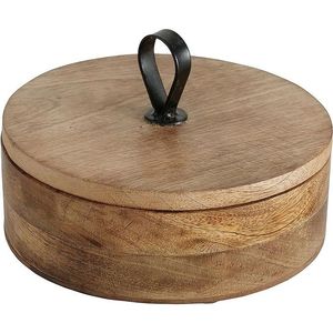 Boîte de rangement artisanale en bois pour chapatis avec ensemble de récipients à épices, organisateur de cuisine et objet décoratif pratique pour la maison - Product Image 1
