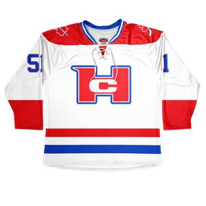 For Ice Hockey Jersey Red <b>Blue</b> <b>White</b> <b>Striped</b> Sublimated Moisture Wicking Breathable Plus Size Full Sleeve Men's Adult Regular - Product Image 5