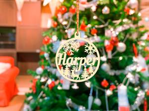 Whimsy Art Craft Personalized Handmade Modern Wooden Christmas Ornaments Custom Holiday Baubles - Product Image 2
