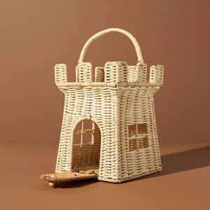 Castle Shape Kids Cute <b>Bag</b> for Boys and Girls Hand Weaving Rattan Storage <b>Basket</b> <b>Bags</b> Best Selling Children Gifts - Product Image 6