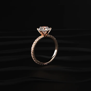 Élégante bague de fiançailles pavée de diamants HPHT ronds de 1 carat, pierre centrale de 0,5 carat, bague de mariée étincelante, bijoux de mariage de luxe pour femmes. - Product Image 3