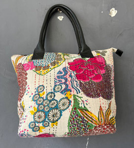 Handmade Vintage Kantha Cotton Shoulder Bag, Bohemian Patchwork <b>Tote</b>, Sustainable Eco-Friendly Everyday Handbag - Product Image 3