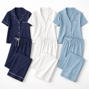 Ensembles de pyjamas en coton biologique personnalisés en gros pour femmes - Fournisseur direct de vêtements de nuit OEM - Product Image 5