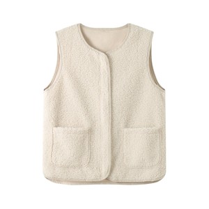 Sleeveless Woolen Sherpa <strong>Lined</strong> Vest for <strong>Women</strong> Cozy Fuzzy Fleece <strong>Gilet</strong> with Zipper Closure Waterproof Pockets for All Seasons - Product Image 6