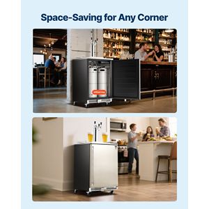 Dispenser di Birra Commerciale a Triplo Rubinetto, Frigorifero per Fusti di Dimensioni Standard con Serbatoio CO2 da 5 libbre, Sistema 3-Kegerator - Product Image 6