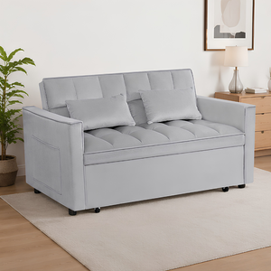 Convertible Velvet Sleeper <b>Sofa</b> <b>Bed</b>, 55.2-Inch Multifunctional | <b>Sofa</b> with Sponge Filling, Storage Compartment & Comfortable - Product Image 1