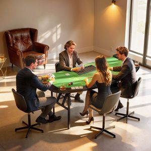 Tavolo da Poker Blackjack Pieghevole Verde da 72 Pollici con Portabicchieri, Portatile per 8 Giocatori, Superficie Classica in Feltro MDF - Product Image 2