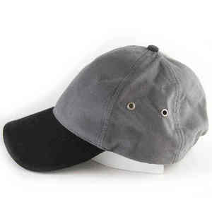 Casquette de baseball unisexe à 6 panneaux, gris et noir, en toile contrastée, réglable, style décontracté - Product Image 3