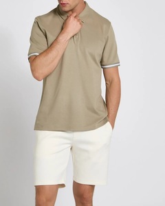 Polo à manches courtes pour homme, couleur kaki, tissu piqué, respirant, décontracté, avec fermeture éclair - Product Image 3